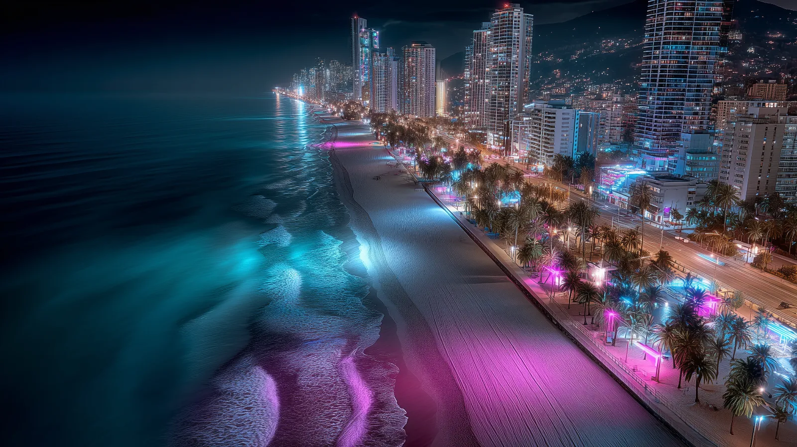 Urban City Street at Night