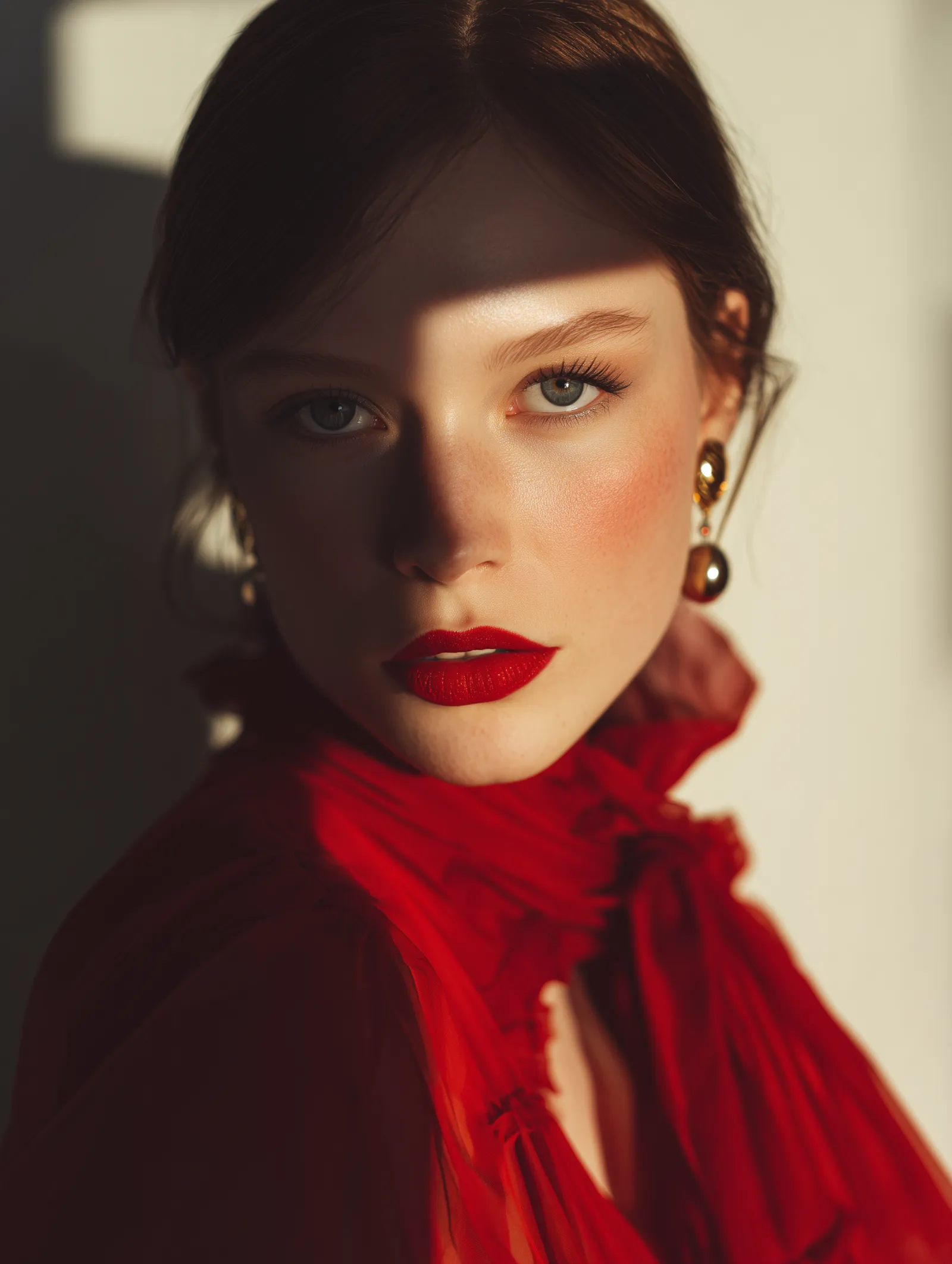 Close-cropped freckled eye