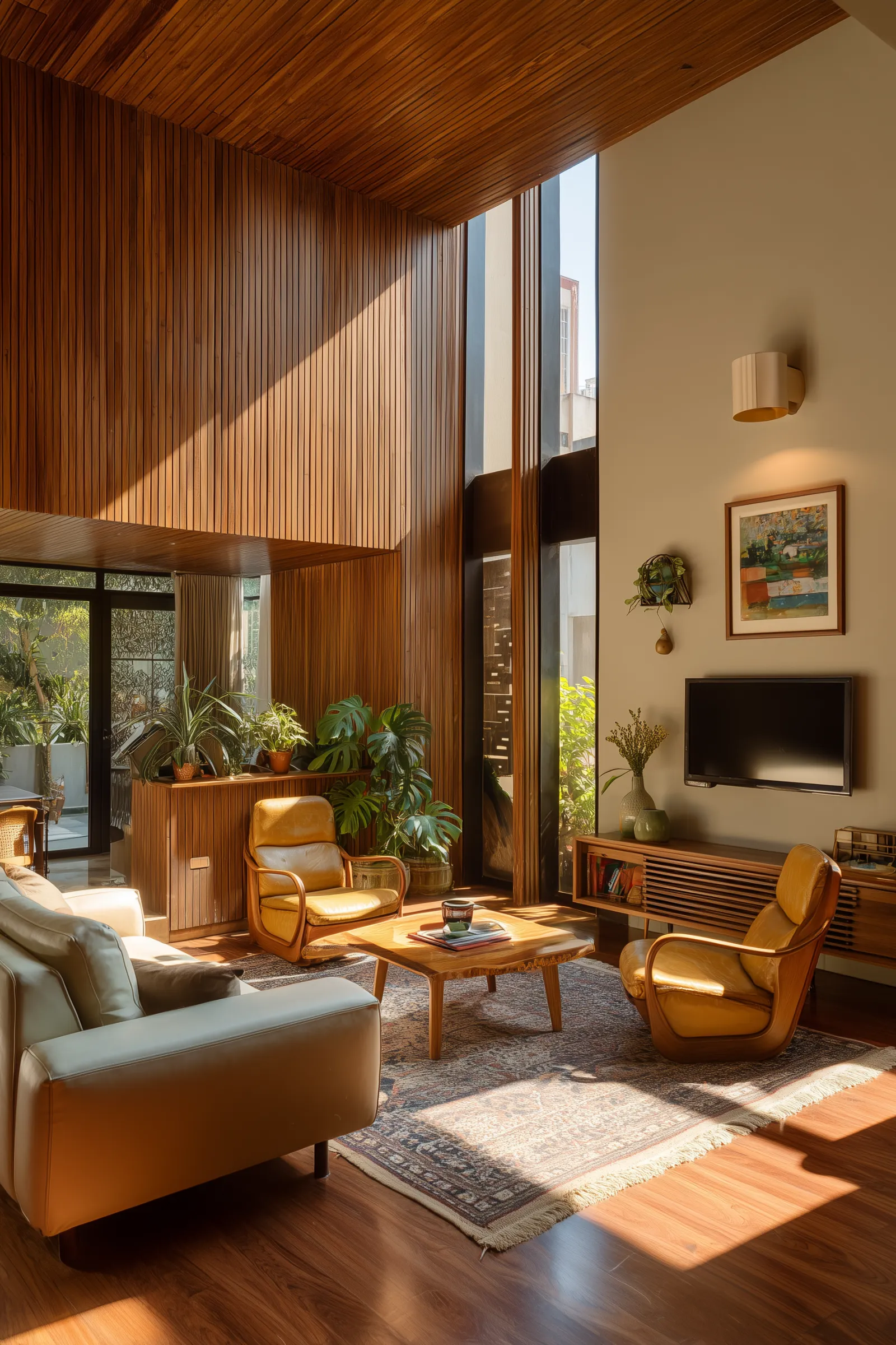 Terracotta pavilion with rammed earth walls and natural courtyard