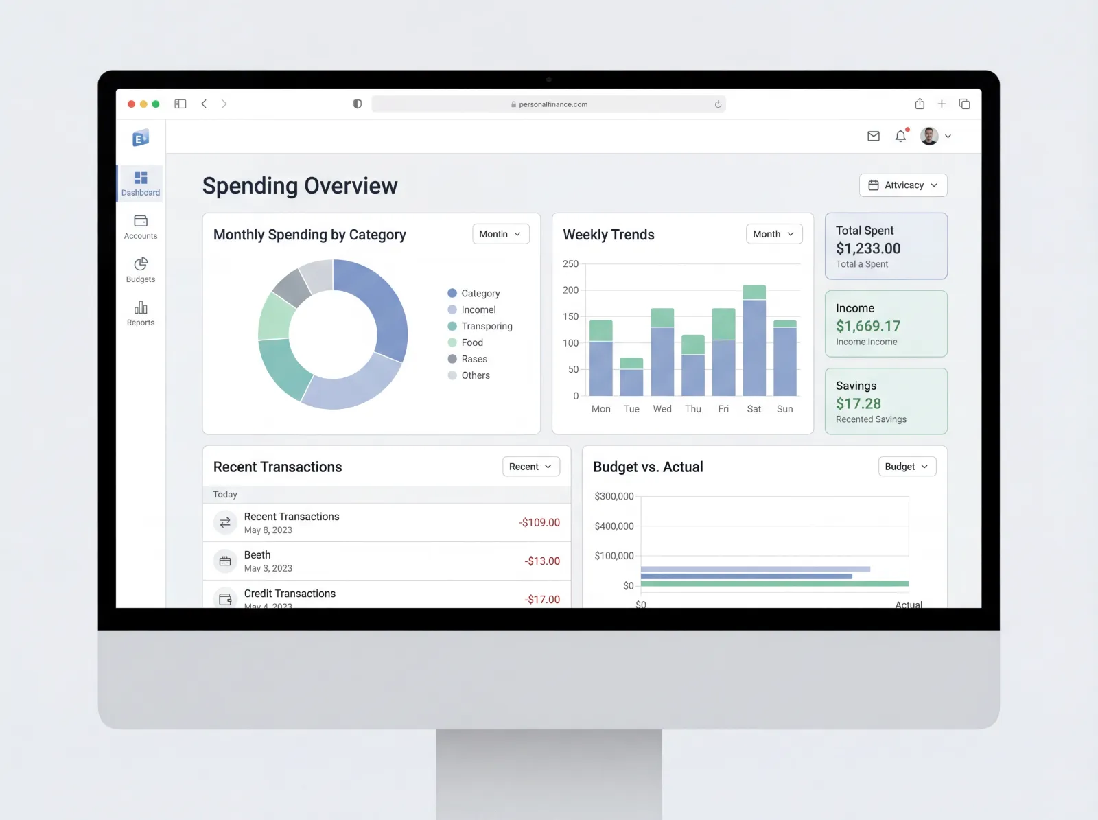 Fintech dashboard UI