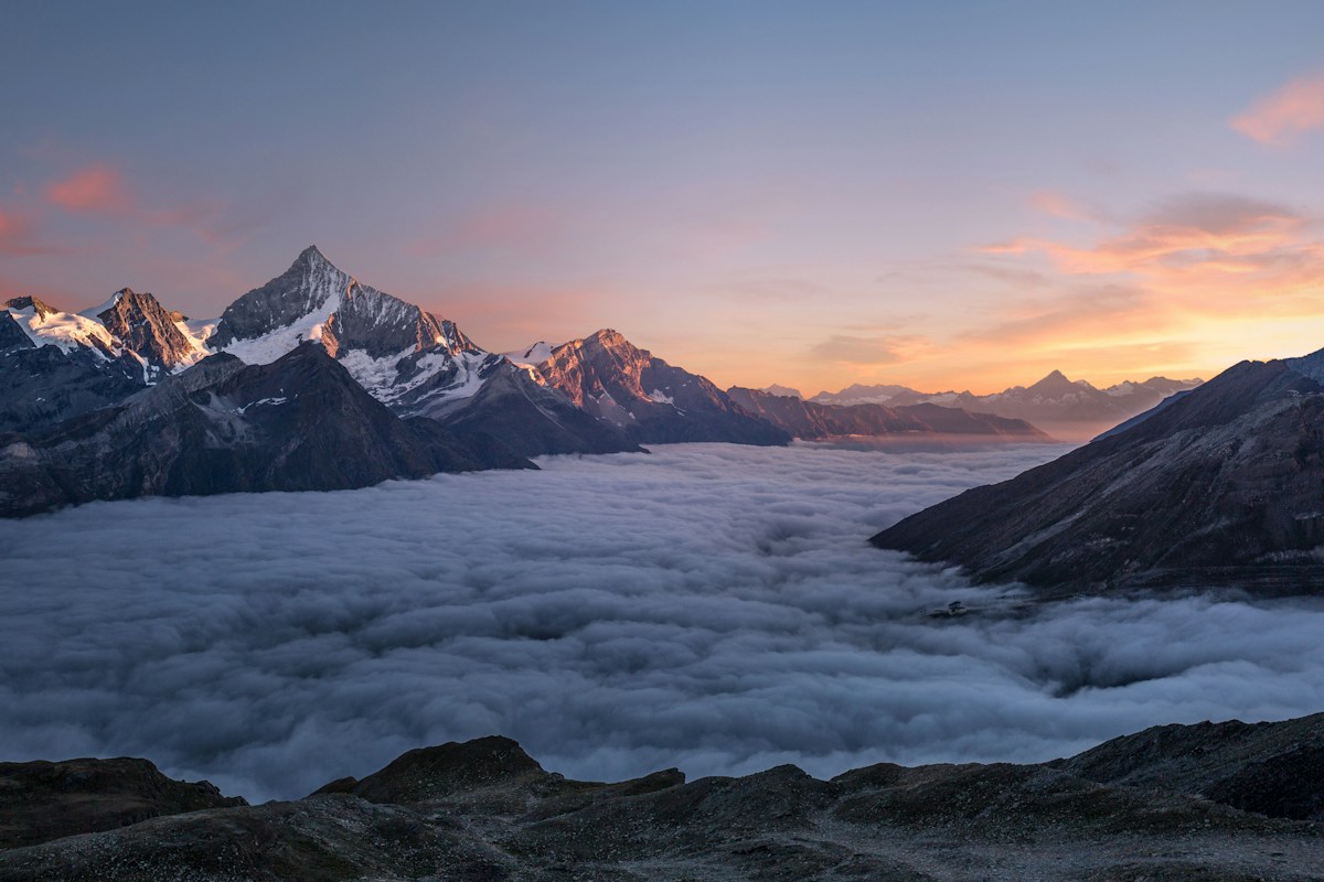 Mountain summit at sunrise